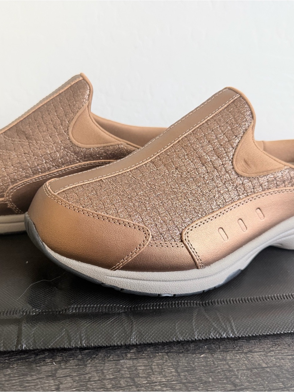 Easy Spirit Metallic Rose Gold Slip-On Mules